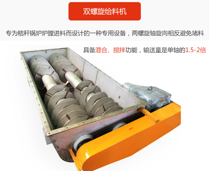 雙螺旋給料機采用雙軸設計，具備混合、攪拌功能。