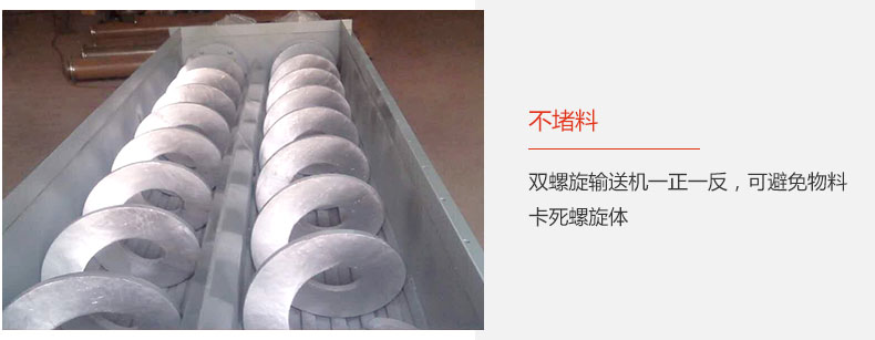 旋向相反，不堵料